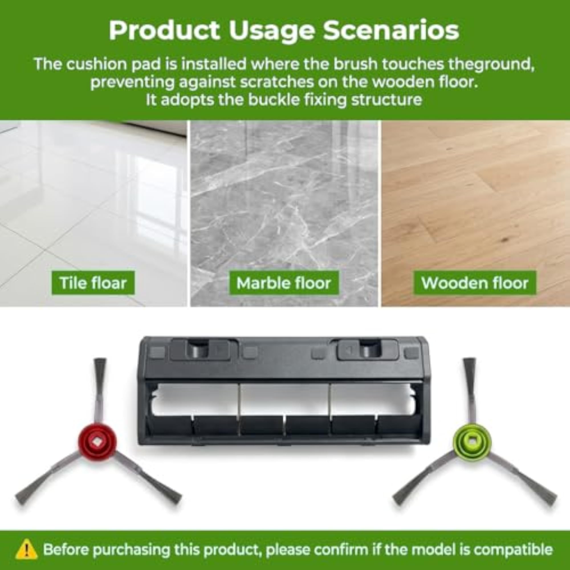 3Pcs Ecovacs N10 Main Brush Cover Replacement Set